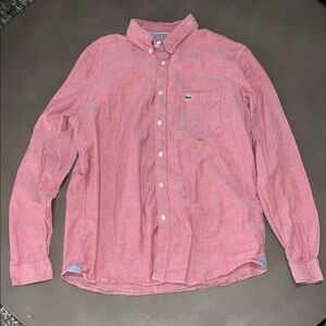 Lacoste Men's Pocketed Button-Down Heathered Red Shirt
